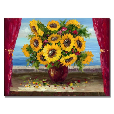 Antonio 'Sunflowers By The Window' Canvas Art,18x24